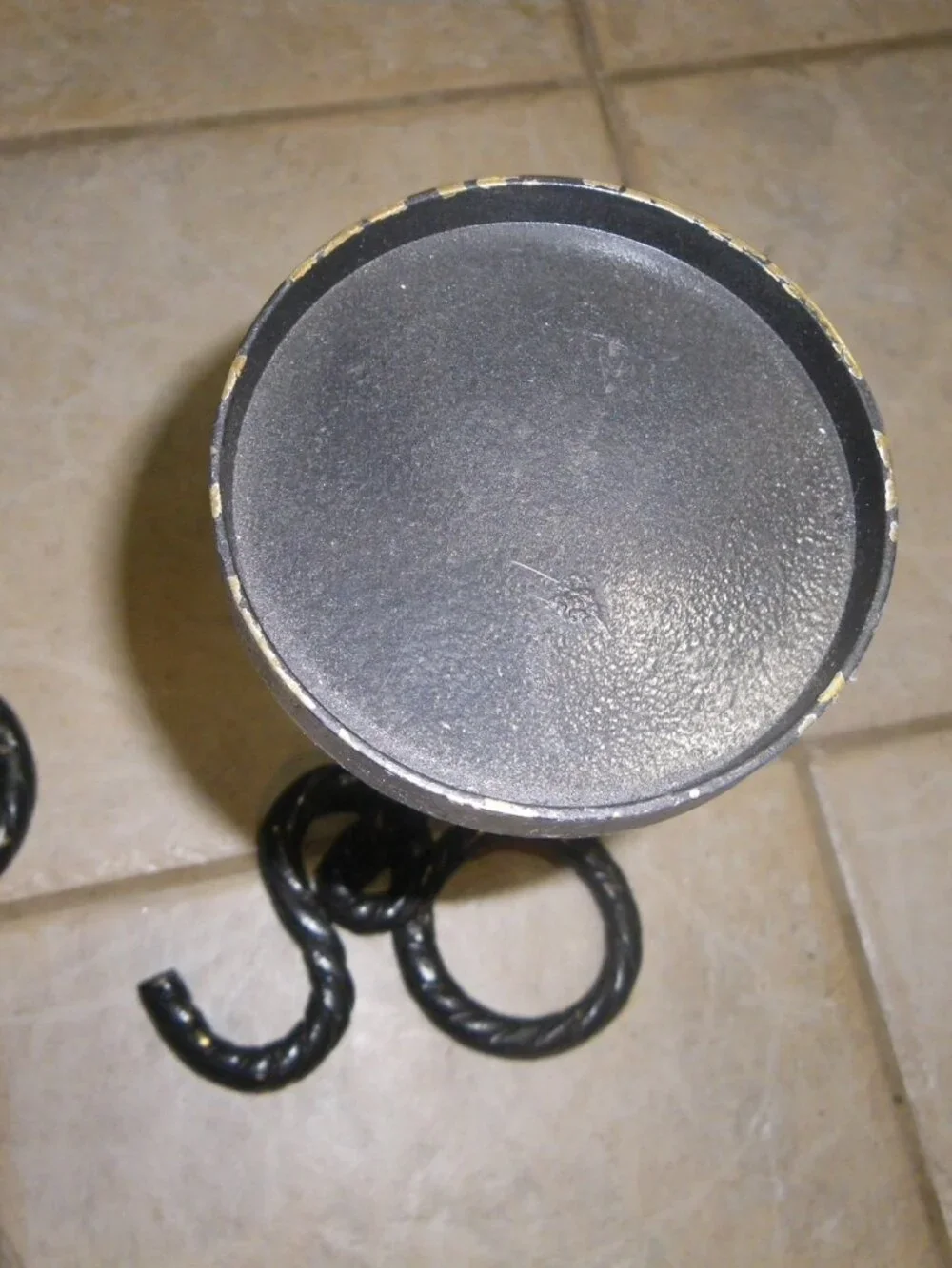 2 Large Tall Metal Candel Holders w/ Rope Motif